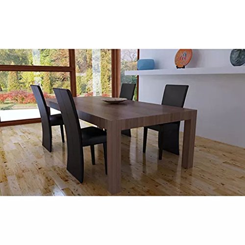 Homgoday Esszimmerstühle 4 Stück Dunkelbraun aus Kunstleder, Möbel für den Außenbereich, Esszimmerstühle für Garten, Gartenmöbel, Terrassenmöbel von Homgoday