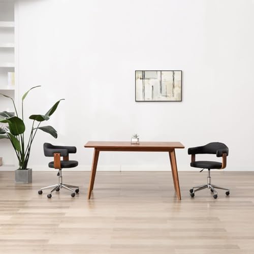 Homgoday Esszimmerstuhl Drehbar Schwarz Bugholz und Kunstleder Esszimmerstuhl Model287415 von Homgoday