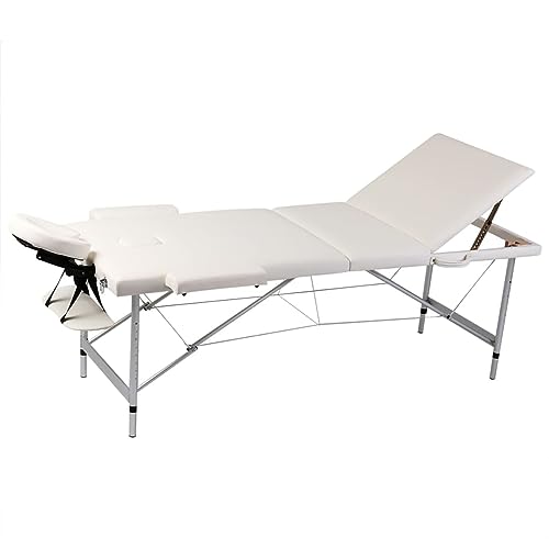 Homgoday Faltbare Massageliege Creme 3 Zonen mit Aluminiumrahmen, Bettgestell Gestell, Rahmen, modernes Bett, Struktur Wohnzimmer Schlafzimmer Homgoday Faltbare Massageliege Creme 3 Zonen mit Aluminiumrahmen, Bettgestell Gestell, Rahmen, modernes Bett, Struktur Wohnzimmer Schlafzimmer von Homgoday