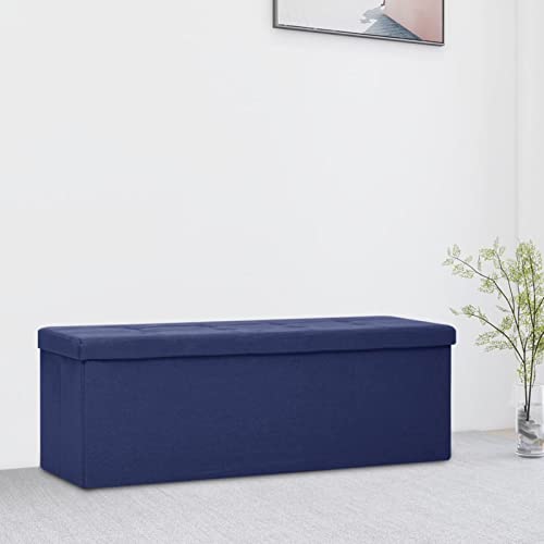 Homgoday Faltbare Truhe Blau Leinenoptik Möbel Truhe & Truhen Outdoor Gartenbox Gartengerätehalter Sitzsack Outdoor Truhe Outdoor Truhe von Homgoday