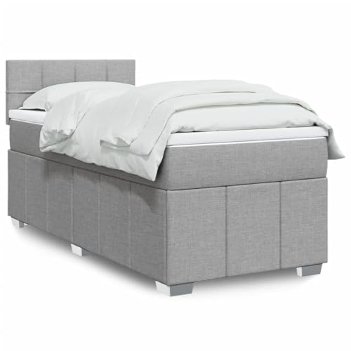 Homgoday Federbett mit Matratze hellgrau 100 x 200 cm Stoff, Bett Bettrahmen Rahmen, Rahmen, modernes Bett Struktur Wohnzimmer Schlafzimmer Modell 3289279IT von Homgoday