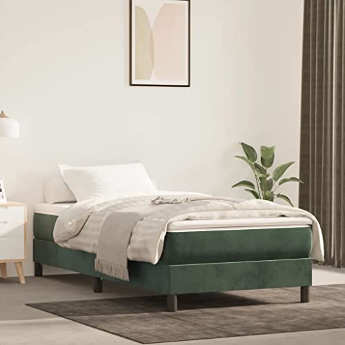 Homgoday Federkernmatratze Dunkelgrün 90x210x20 cm Samtmatratze Schlafsofa Matratze Bettmatratze mit Rahmen von Homgoday