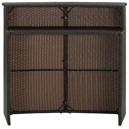 Homgoday Garten-Bartisch Braun 120x55x110 cm Poly Rattan Stehtisch Model313467 von Homgoday