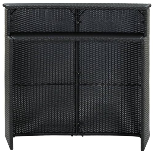 Homgoday Garten-Bartisch Schwarz 120x55x110 cm Poly Rattan Stehtisch Model313468 von Homgoday