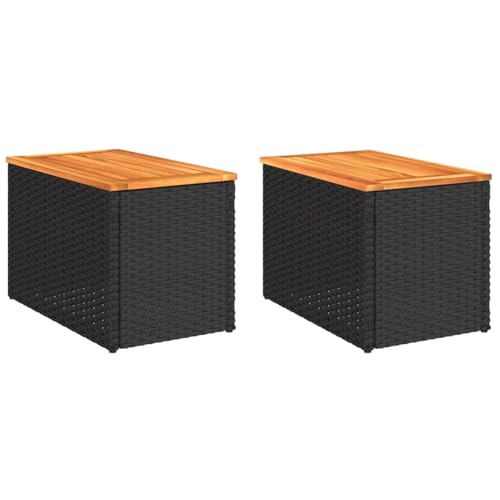Homgoday Garten-Beistelltische 2 STK Schwarz 55x34x37cm Poly Rattan Holz Sofatisch Model365980 Homgoday Garten-Beistelltische 2 STK Schwarz 55x34x37cm Poly Rattan Holz Sofatisch Model365980 von Homgoday