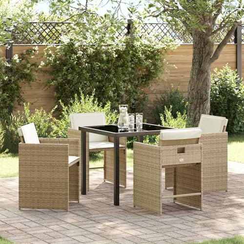 Homgoday Garten Essgruppe 5 pcs Beige Poly-Rattan Garten-Esstisch und Stühle Model3380701 Homgoday Garten Essgruppe 5 pcs Beige Poly-Rattan Garten-Esstisch und Stühle Model3380701 von Homgoday