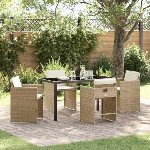 Homgoday Garten Essgruppe 5 pcs Beige Poly-Rattan Garten-Esstisch und Stühle Model3380702 Homgoday Garten Essgruppe 5 pcs Beige Poly-Rattan Garten-Esstisch und Stühle Model3380702 von Homgoday