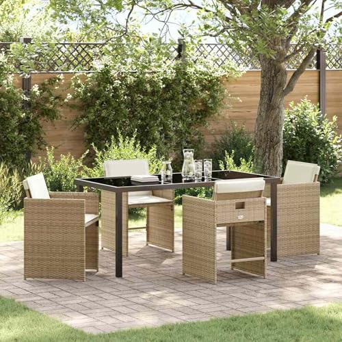 Homgoday Garten Essgruppe 5 pcs Beige Poly-Rattan Garten-Esstisch und Stühle Model3380703 Homgoday Garten Essgruppe 5 pcs Beige Poly-Rattan Garten-Esstisch und Stühle Model3380703 von Homgoday
