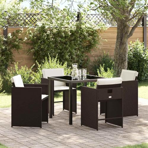 Homgoday Garten Essgruppe 5 pcs Braun Poly-Rattan Garten-Esstisch und Stühle Model3380697 Homgoday Garten Essgruppe 5 pcs Braun Poly-Rattan Garten-Esstisch und Stühle Model3380697 von Homgoday