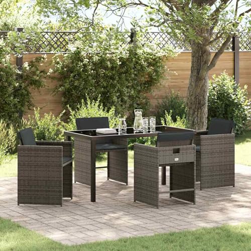 Homgoday Garten Essgruppe 5 pcs Grau Poly-Rattan Garten-Esstisch und Stühle Model3380694 Homgoday Garten Essgruppe 5 pcs Grau Poly-Rattan Garten-Esstisch und Stühle Model3380694 von Homgoday