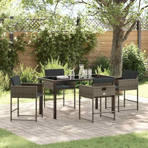 Homgoday Garten Essgruppe 5 pcs Grau Poly-Rattan Garten-Esstisch und Stühle Model3380722 Homgoday Garten Essgruppe 5 pcs Grau Poly-Rattan Garten-Esstisch und Stühle Model3380722 von Homgoday