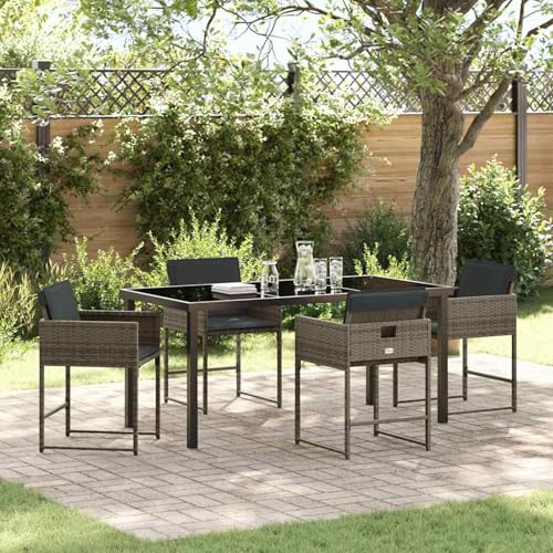Homgoday Garten Essgruppe 5 pcs Grau Poly-Rattan Garten-Esstisch und Stühle Model3380723 Homgoday Garten Essgruppe 5 pcs Grau Poly-Rattan Garten-Esstisch und Stühle Model3380723 von Homgoday