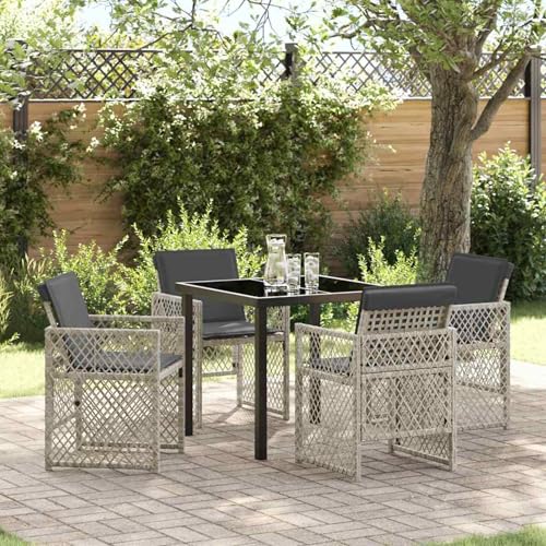 Homgoday Garten Essgruppe 5 pcs Hellgrau Poly-Rattan Garten-Esstisch und Stühle Model3380637 Homgoday Garten Essgruppe 5 pcs Hellgrau Poly-Rattan Garten-Esstisch und Stühle Model3380637 von Homgoday