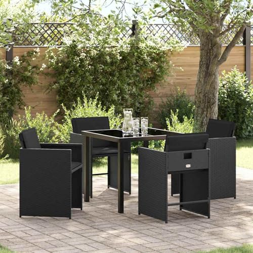 Homgoday Garten Essgruppe 5 pcs Schwarz Poly-Rattan Garten-Esstisch und Stühle Model3380689 Homgoday Garten Essgruppe 5 pcs Schwarz Poly-Rattan Garten-Esstisch und Stühle Model3380689 von Homgoday