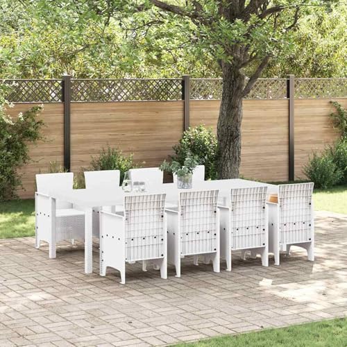 Homgoday Garten Essgruppe 9 pcs Hellgrau Polt Rattan Garten-Esstisch und Stühle Model3378747 von Homgoday