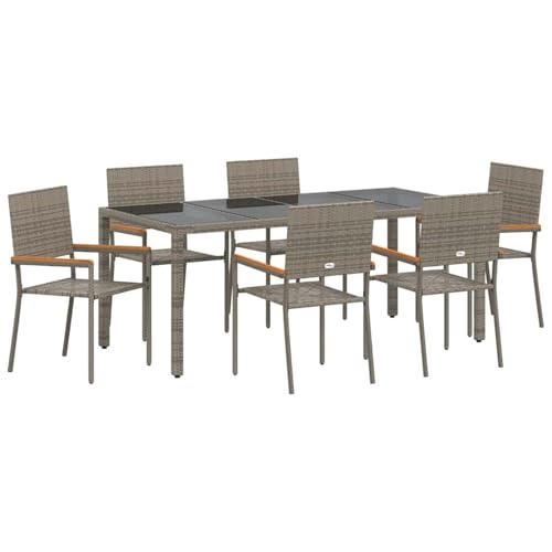 Homgoday Garten-Esszimmer-Set Modern Poly-Rattan mit gehärtetem Glas Tisch & Stühle - Outdoor Möbel Model3365397 von Homgoday