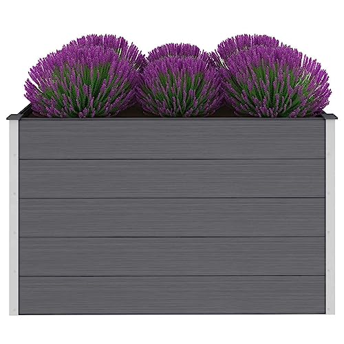 Homgoday Garten Hochbeet Metall Hochbeet Pflanzbeet Frühbeet Gartenbeet Pflanzkübel Pflanzkasten Blumenkasten Gemüsebeet Blumenbeet 150 x 100 x 91 cm WPC Grau von Homgoday