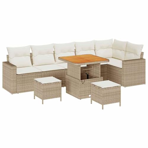 Homgoday Garten-Sofa Set 6 Plätze Natur-Rattan Beige Komfortabel Outdoor Model3361631 von Homgoday