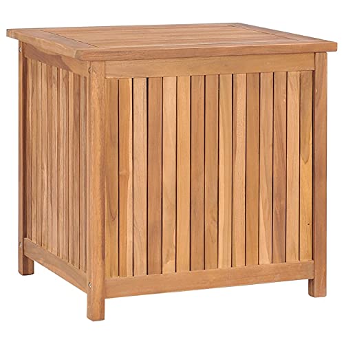 Homgoday Gartenbox mit Deckel Garten Aufbewahrungsbox Auflagenbox Gartentruhe Kissenbox Kissentruhe Auflagentruhe Holztruhe Garten Kiste 60x50x58 cm Massivholz Teak von Homgoday