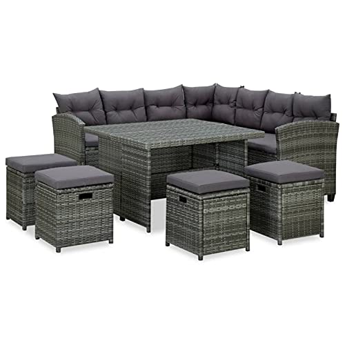 Homgoday Gartenmöbel-Set 6-teilig mit Kissen aus Polyrattan, grau, Möbel-Set für Schlafsofa, Wohnzimmer, Sofa, modernes Sofaset für den Außenbereich für den Garten, Modell 315231 Homgoday Gartenmöbel-Set 6-teilig mit Kissen aus Polyrattan, grau, Möbel-Set für Schlafsofa, Wohnzimmer, Sofa, modernes Sofaset für den Außenbereich für den Garten, Modell 315231 von Homgoday