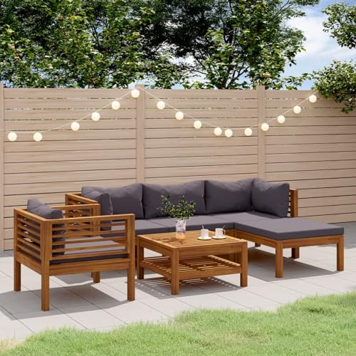 Homgoday Gartenmöbel-Set 6-teilig mit Kissen aus massivem Akazienholz, Schlafsofa, Wohnzimmer, Sofa, modernes Sofa, Outdoor-Sofa, Gartenmöbel Homgoday Gartenmöbel-Set 6-teilig mit Kissen aus massivem Akazienholz, Schlafsofa, Wohnzimmer, Sofa, modernes Sofa, Outdoor-Sofa, Gartenmöbel von Homgoday