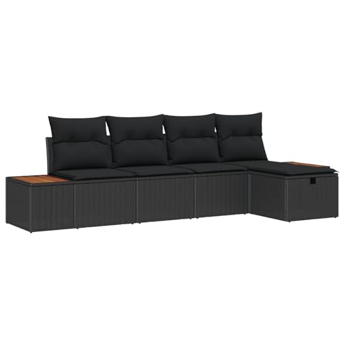 Homgoday Gartenmöbel Set Terrassenmöbel 5-teiliges Garten Sofa Set mit Kissen Schwarz Poly-Rattan Homgoday Gartenmöbel Set Terrassenmöbel 5-teiliges Garten Sofa Set mit Kissen Schwarz Poly-Rattan von Homgoday