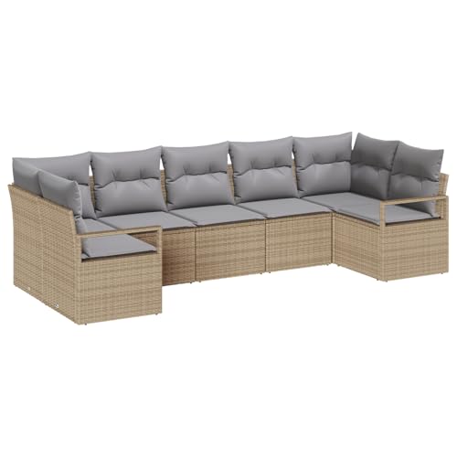 Homgoday Gartenmöbel Set Terrassenmöbel 7-teilige Garten-Sofagarnitur mit Kissen Beige Poly-Rattan Homgoday Gartenmöbel Set Terrassenmöbel 7-teilige Garten-Sofagarnitur mit Kissen Beige Poly-Rattan von Homgoday