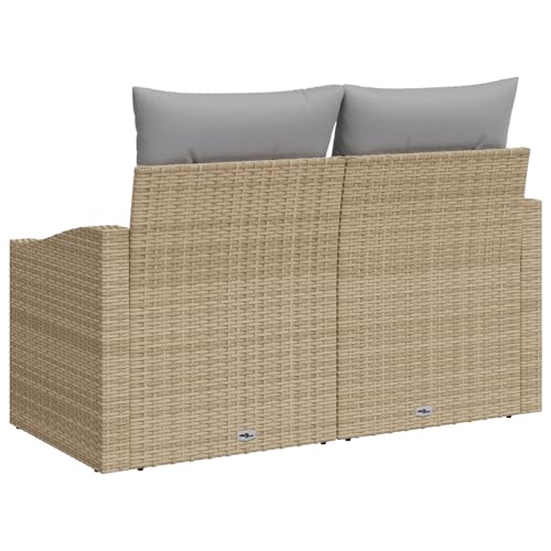 Homgoday Gartenmöbel Set Terrassenmöbel Gartensofa 2-Sitzer mit Stauraum und Kissen Beige Poly Rattan von Homgoday