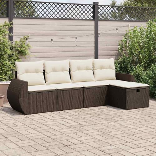 Homgoday Gartenmöbel-Set aus Rattan, Tisch und Stühle, Terrasse, 5-teiliges Gartenmöbel-Set und Kissen, Polyrattan, Braun, ohne Lagerung Homgoday Gartenmöbel-Set aus Rattan, Tisch und Stühle, Terrasse, 5-teiliges Gartenmöbel-Set und Kissen, Polyrattan, Braun, ohne Lagerung von Homgoday