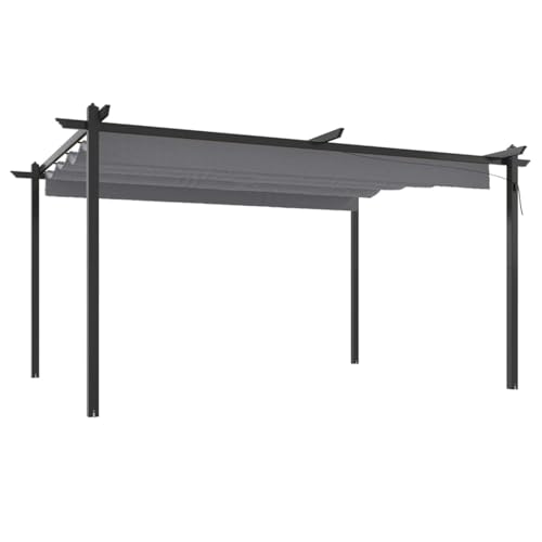 Homgoday Gartenpavillon Anthrazit | UV- & wasserbeständig | 4x3x2,2m | Mit ausziehbarem Dach Model318538 von Homgoday
