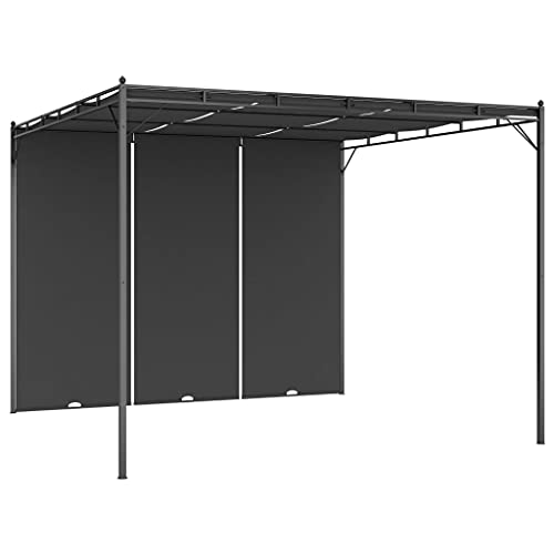 Homgoday Gartenpavillon mit Seitenvorhang Pavillon Partyzelt Gartenzelt Pergola Terrassendach Sonnenschutz für Terrasse Garten Outdoor 3x3x2,25 m Anthrazit von Homgoday