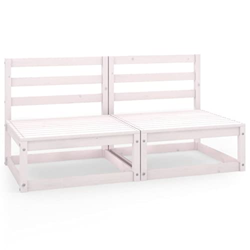 Homgoday Gartensofa 2-Sitzer Gartenmöbel Loungesofa Balkonsofa Terrassensofa Gartenlounge Lounge Sofa Sitzgruppe Weiß Massivholz Kiefer von Homgoday