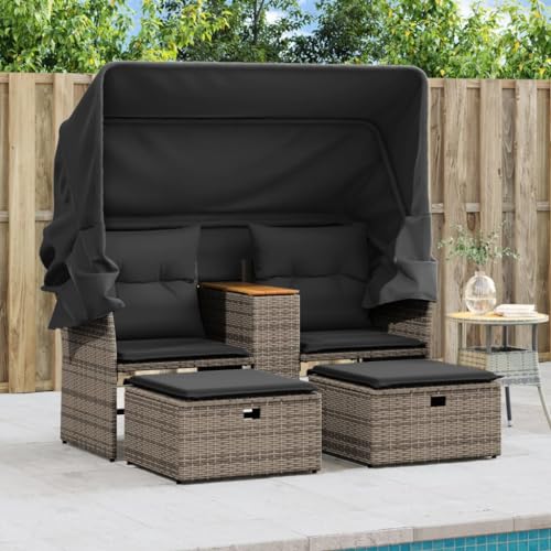 Homgoday Gartensofa 2-Sitzer mit Dach Sofa Couch Balkonsofa Gartenmöbel Rattansofa Loungesofa Terrassensofa Gartenbank mit Hockern Gartenliege Gartenmöbel Grau Poly Rattan Homgoday Gartensofa 2-Sitzer mit Dach Sofa Couch Balkonsofa Gartenmöbel Rattansofa Loungesofa Terrassensofa Gartenbank mit Hockern Gartenliege Gartenmöbel Grau Poly Rattan von Homgoday