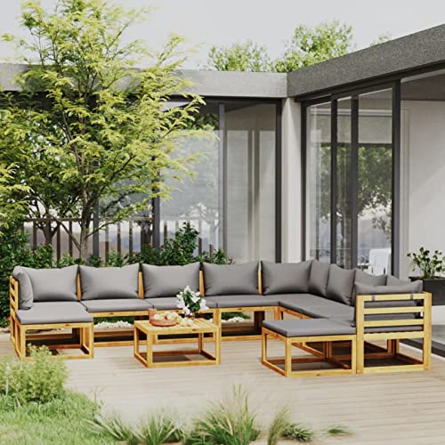 Homgoday Gartensofa-Set 11-teilig mit Kissen aus massivem Akazienholz, Sofas für den Außenbereich, Schlafsofa, Wohnzimmer, Gartensofa, Wohnzimmer, Terrasse, Außenbereich Homgoday Gartensofa-Set 11-teilig mit Kissen aus massivem Akazienholz, Sofas für den Außenbereich, Schlafsofa, Wohnzimmer, Gartensofa, Wohnzimmer, Terrasse, Außenbereich von Homgoday