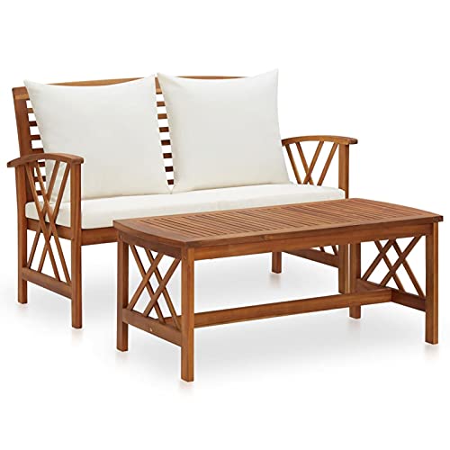 Homgoday Gartensofa-Set 2-teilig mit Kissen aus massivem Akazienholz, Möbel-Set für Schlafsofa, Wohnzimmer, Sofa, modernes Set für Outdoor-Sofas, für den Garten, Modell 310273 Homgoday Gartensofa-Set 2-teilig mit Kissen aus massivem Akazienholz, Möbel-Set für Schlafsofa, Wohnzimmer, Sofa, modernes Set für Outdoor-Sofas, für den Garten, Modell 310273 von Homgoday
