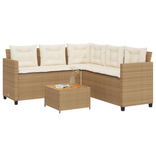 Homgoday Gartensofa in L-Form mit Tisch und Kissen Gartenmöbel Loungesofa Gartenlounge Balkonsofa Lounge Sofa Sitzgruppe Terrassensofa Beige Poly Rattan Homgoday Gartensofa in L-Form mit Tisch und Kissen Gartenmöbel Loungesofa Gartenlounge Balkonsofa Lounge Sofa Sitzgruppe Terrassensofa Beige Poly Rattan von Homgoday