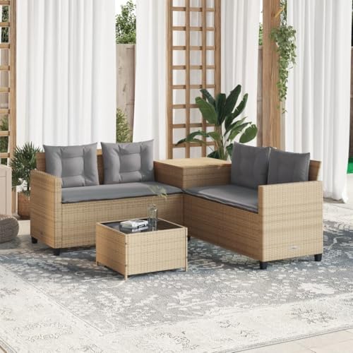 Homgoday Gartensofa in L-Form mit Tisch und Kissen Gartenmöbel Loungesofa Gartenlounge Balkonsofa Lounge Sofa Terrassensofa Sitzgruppe Beige und Grau Poly Rattan Homgoday Gartensofa in L-Form mit Tisch und Kissen Gartenmöbel Loungesofa Gartenlounge Balkonsofa Lounge Sofa Terrassensofa Sitzgruppe Beige und Grau Poly Rattan von Homgoday