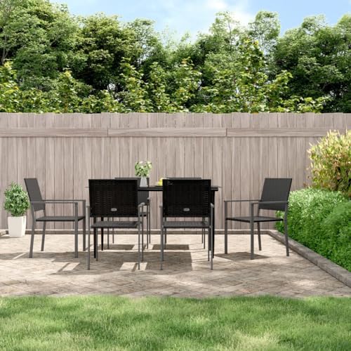 Homgoday Gartenstühle, 6 Stück, Schwarz, 54 x 62,5 x 89 cm, Polyrattan, Terrassenstühle für den Außenbereich, Garten, Terrasse, Terrasse und Hof, Sitzgelegenheiten im Freien, Wohnmöbel Homgoday Gartenstühle, 6 Stück, Schwarz, 54 x 62,5 x 89 cm, Polyrattan, Terrassenstühle für den Außenbereich, Garten, Terrasse, Terrasse und Hof, Sitzgelegenheiten im Freien, Wohnmöbel von Homgoday