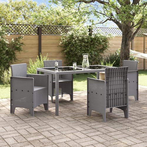 Homgoday Gartenstühle 4 STK. Hellgrau Poly Rattan von Homgoday