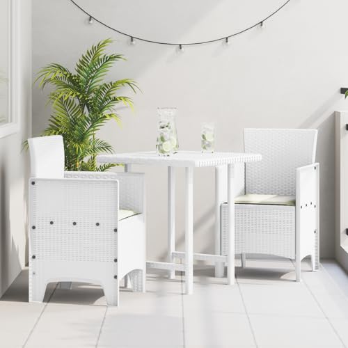 Homgoday Gartenstühle mit Kissen 2 STK. Weiß Poly Rattan Homgoday Gartenstühle mit Kissen 2 STK. Weiß Poly Rattan von Homgoday