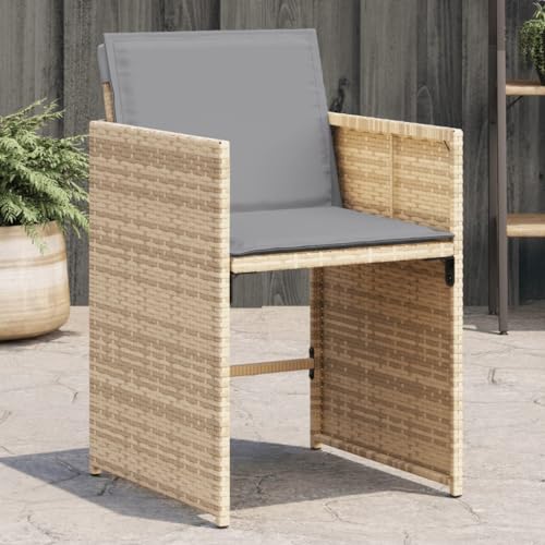 Homgoday Gartenstühle mit Kissen 4 STK. Beigemischung Poly Rattan Gartenstuhl Gartensessel Garten Essstühle Balkonstühle Stuhlset Gartenmöbel Balkonstuhl Terrassenstühle von Homgoday