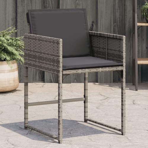 Homgoday Gartenstühle mit Kissen 4 STK. Grau Poly Rattan Gartenstuhl Model365002 von Homgoday