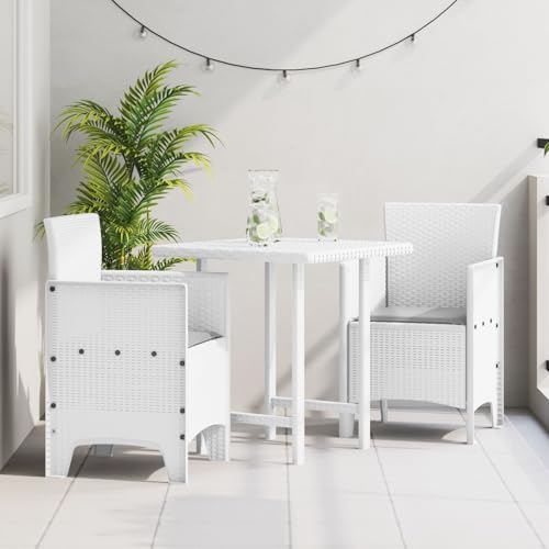 Homgoday Gartenstuhl 2er-Set Weiß, Hellgrau Kunststoff, Textil Mittel Gartenstuhl Gartensessel Garten Essstühle Balkonstühle Stuhlset Balkonstuhl Gartenmöbel Terrassenstühle von Homgoday