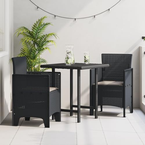 Homgoday Gartenstuhl Set mit 2 Anthrazit, Taupe Kunststoff Standard Gartenstuhl Gartensessel Garten Essstühle Balkonstühle Stuhlset Balkonstuhl Gartenmöbel Terrassenstühle von Homgoday
