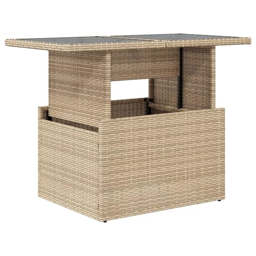 Homgoday Gartentisch mit Glasplatte Beige 100x55x73 cm Poly Rattan Partytisch Model366059 Homgoday Gartentisch mit Glasplatte Beige 100x55x73 cm Poly Rattan Partytisch Model366059 von Homgoday