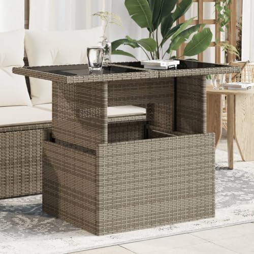Homgoday Gartentisch mit Glasplatte Grau 100x55x73 cm Poly Rattan Balkontisch Garten Esstisch Terrassentisch Gartenmöbel Tisch für Garten Balkon Terrasse Homgoday Gartentisch mit Glasplatte Grau 100x55x73 cm Poly Rattan Balkontisch Garten Esstisch Terrassentisch Gartenmöbel Tisch für Garten Balkon Terrasse von Homgoday