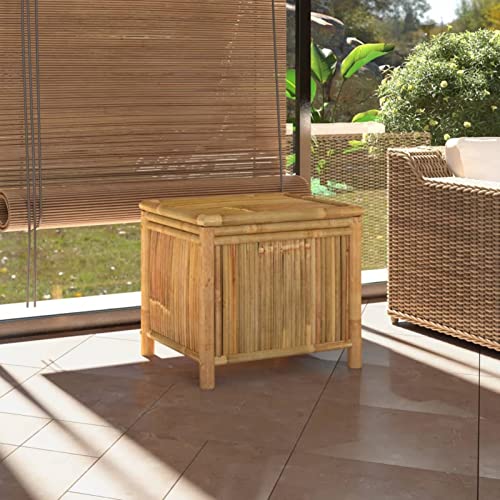 Homgoday Gartentruhe Auflagenbox Kissenbox Aufbewahrungsbox Gartenbox Holz Truhe mit Deckel und Viel Stauraum Kissentruhe für Garten Balkon Terrasse 60x52x55 cm Bambus von Homgoday