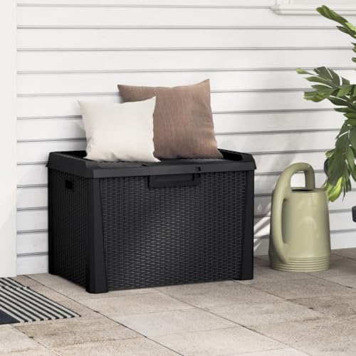 Homgoday Gartentruhe Gartenbox mit Stauraum Kissenbox Sitztruhe Sitzbank Auflagenbox Aufbewahrungsbox Kissentruhe Auflagentruhe Terrassenbox Anthrazit 125 L von Homgoday