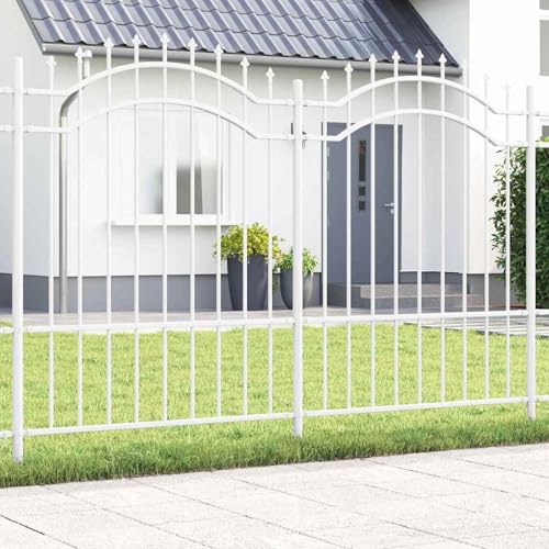 Homgoday Gartenzaun Weiß 190 cm Pulverbeschichteter Stahl Zaun Model42003971 von Homgoday