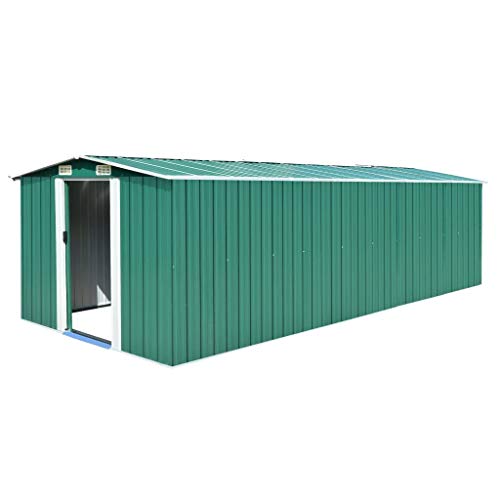 Homgoday Gerätehaus Geräteschuppen Garten Schuppen mit Satteldach und Schiebetür Gartenhaus Mit 4 Lüftungsgittern Metallschuppen für Garten Outdoor 257x580x181 cm Metall Grün Homgoday Gerätehaus Geräteschuppen Garten Schuppen mit Satteldach und Schiebetür Gartenhaus Mit 4 Lüftungsgittern Metallschuppen für Garten Outdoor 257x580x181 cm Metall Grün von Homgoday